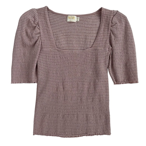 Nation LTD Zandra Smocked Party Tee in Touch Of Pink Puff Sleeves Size M - Picture 4 of 13